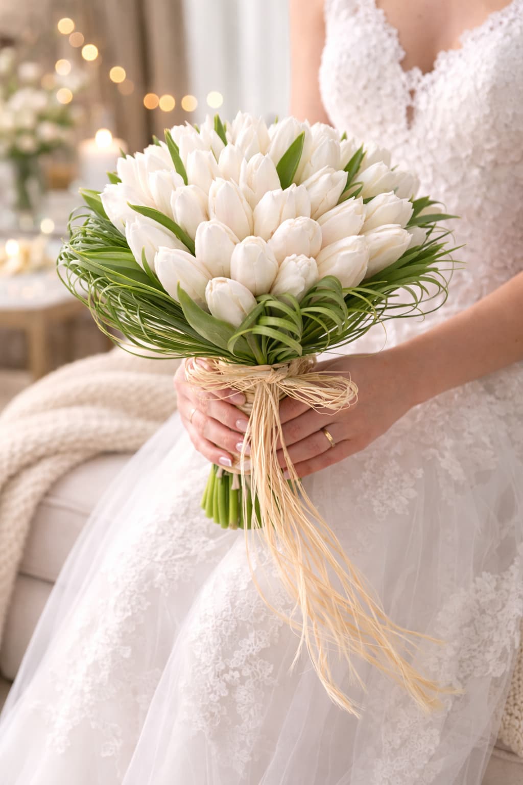 Masumiyetin Simgesi: Beyaz Lale Gelin Buketi
