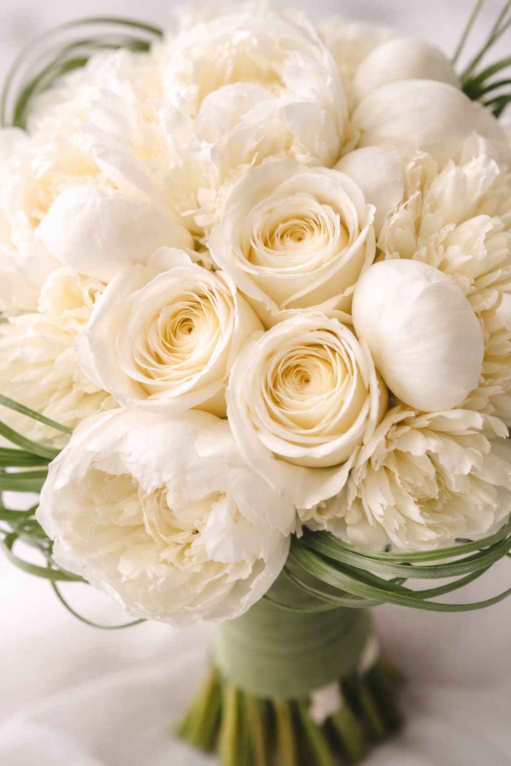 Kuğunun Zarafeti Beyaz Şakayık ve Gül Gelin Buketi