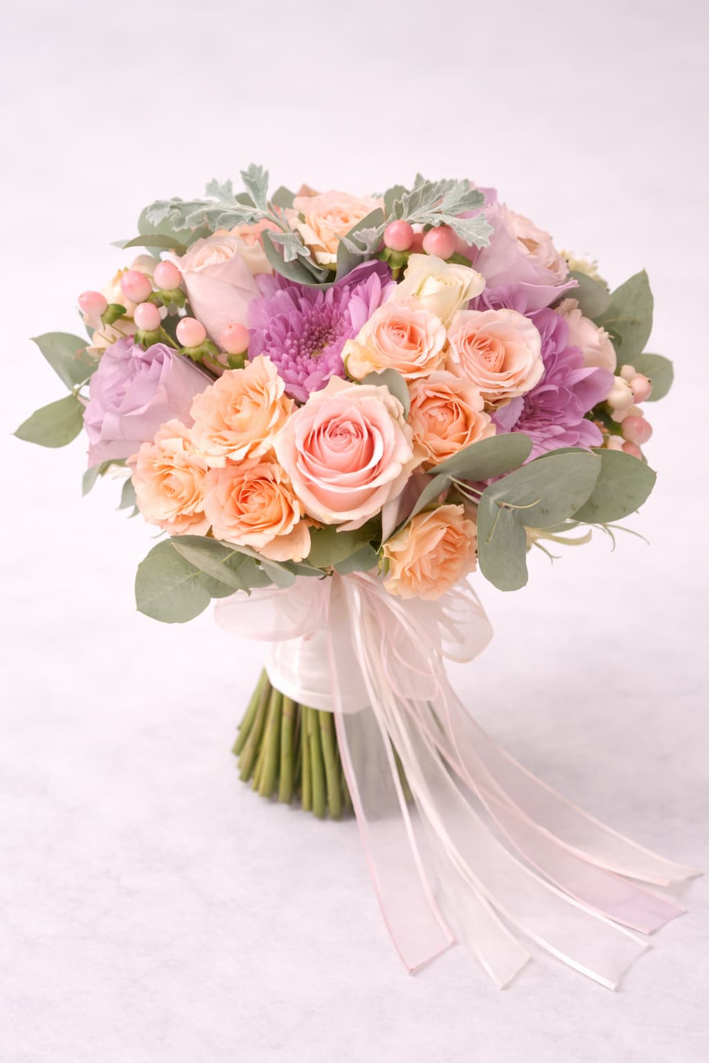 Bahar Esintisi Somon Lila Karışık Gelin Buketi