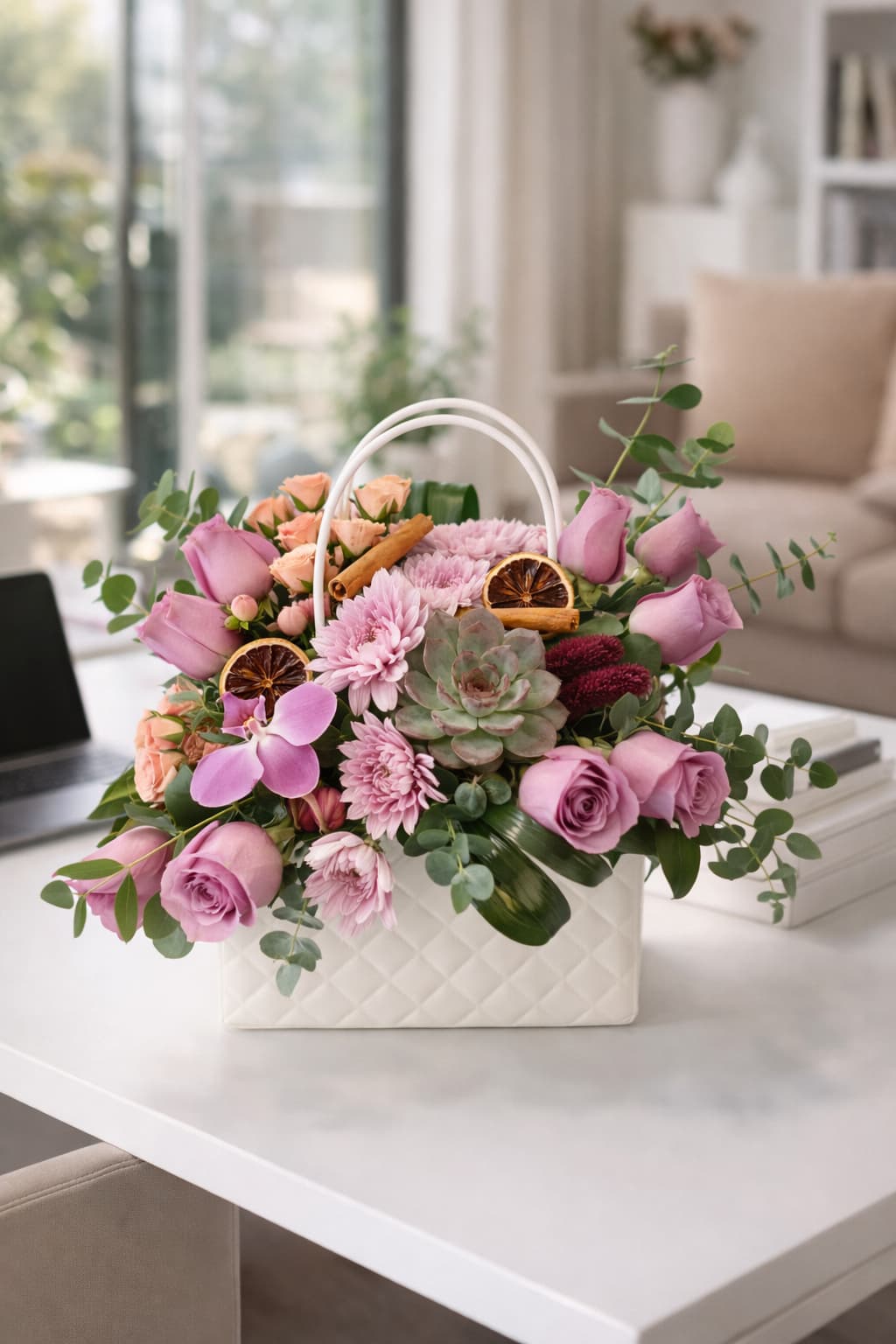Sukulent ve Gül Çanta Aranjmanı