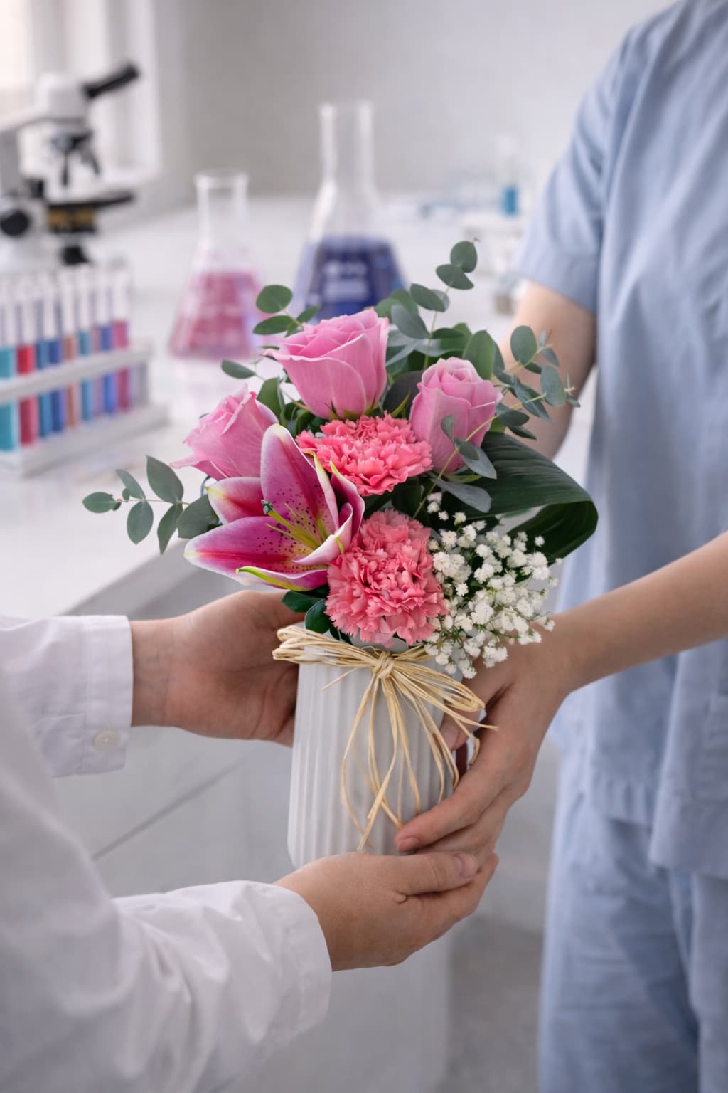 Pembe Düşler Lilyum, Gül ve Karanfil Aranjmanı